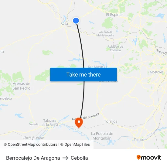 Berrocalejo De Aragona to Cebolla map