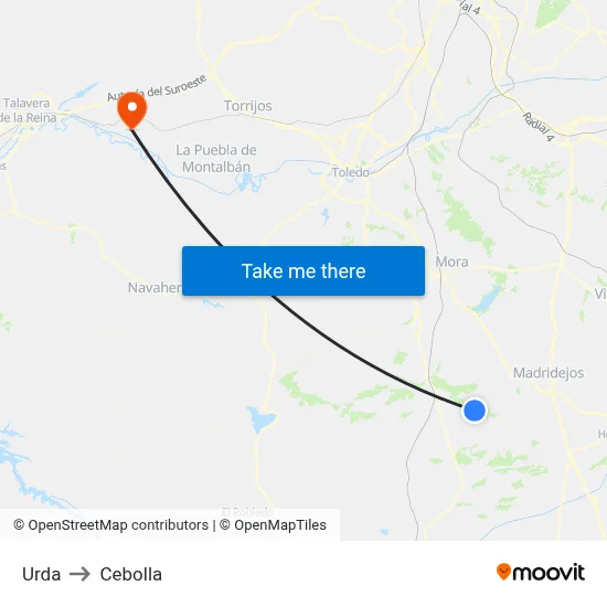 Urda to Cebolla map