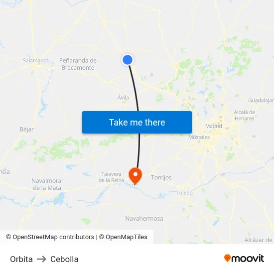 Orbita to Cebolla map