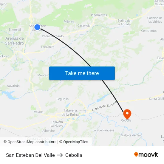 San Esteban Del Valle to Cebolla map