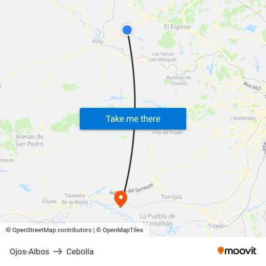 Ojos-Albos to Cebolla map