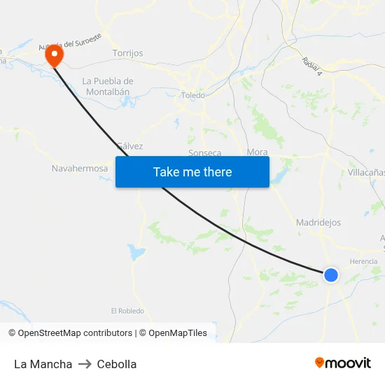 La Mancha to Cebolla map