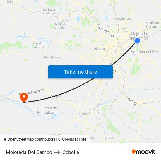Mejorada Del Campo to Cebolla map