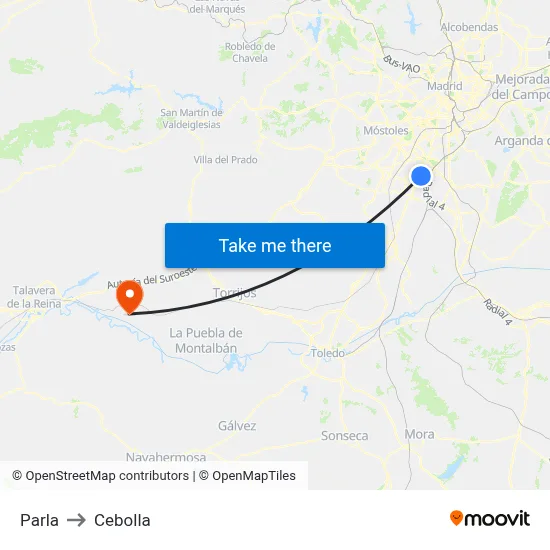 Parla to Cebolla map