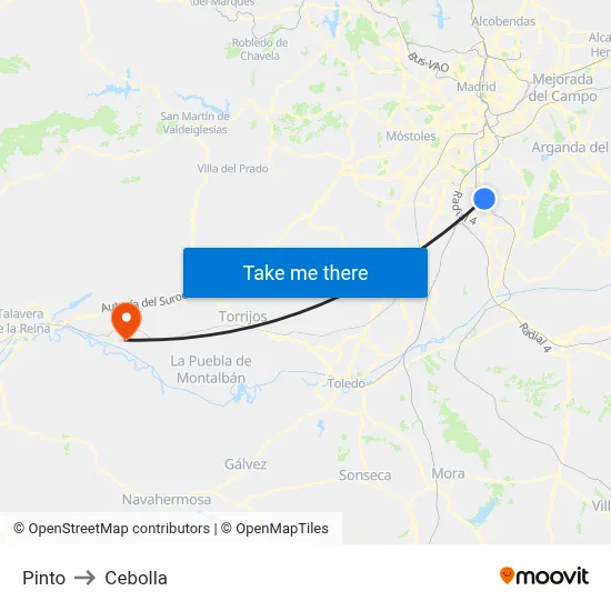 Pinto to Cebolla map