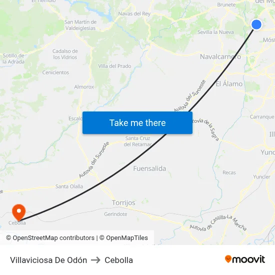 Villaviciosa De Odón to Cebolla map