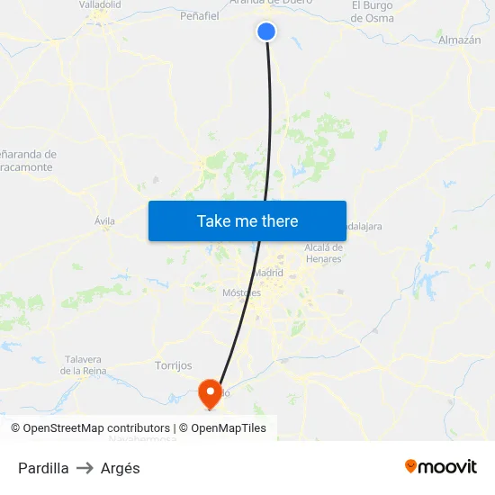 Pardilla to Argés map