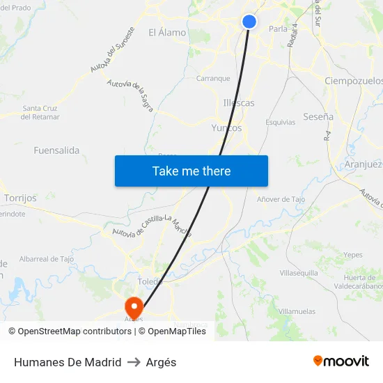 Humanes De Madrid to Argés map