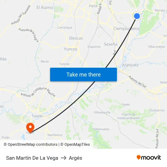 San Martín De La Vega to Argés map