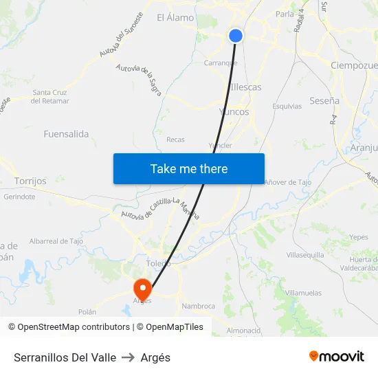 Serranillos Del Valle to Argés map