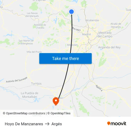 Hoyo De Manzanares to Argés map