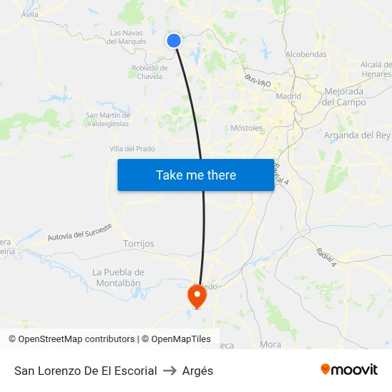 San Lorenzo De El Escorial to Argés map