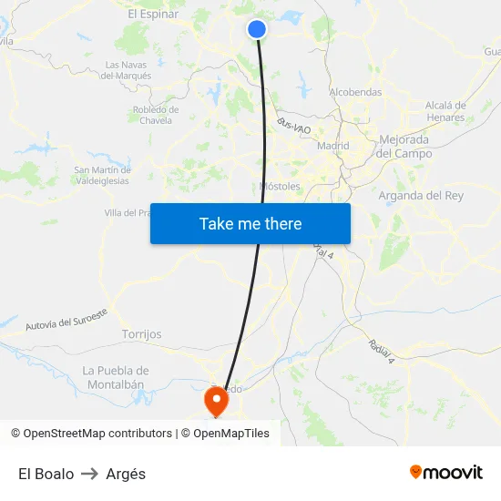 El Boalo to Argés map