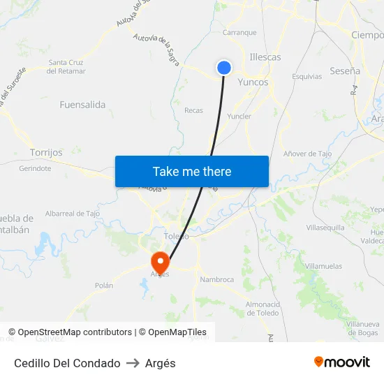 Cedillo Del Condado to Argés map