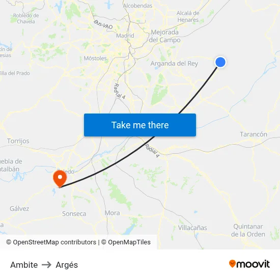 Ambite to Argés map