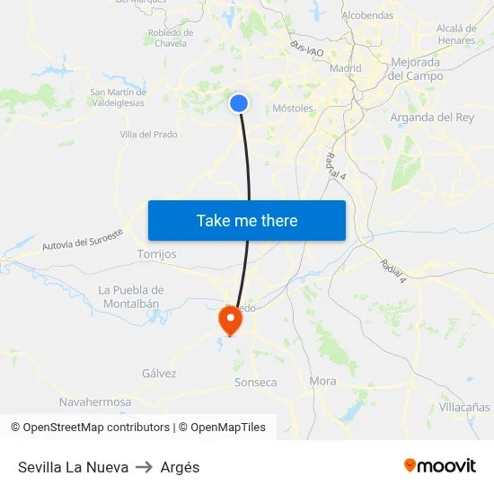 Sevilla La Nueva to Argés map
