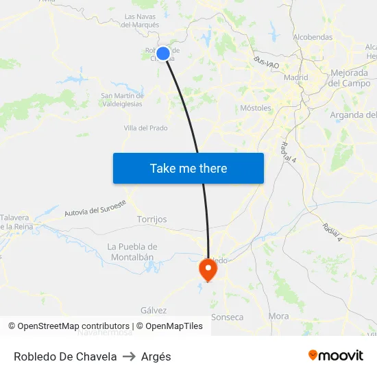 Robledo De Chavela to Argés map