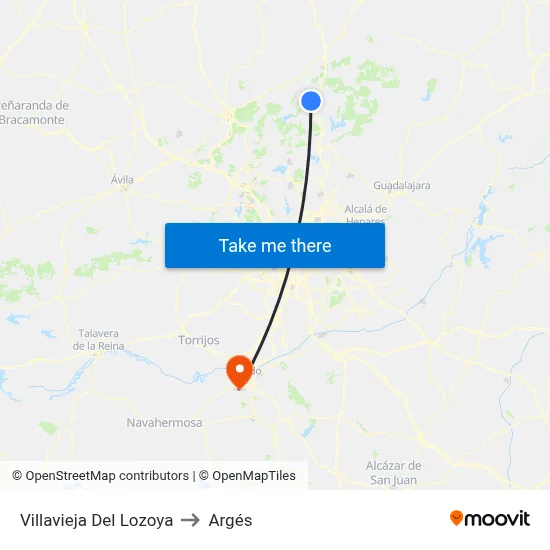 Villavieja Del Lozoya to Argés map