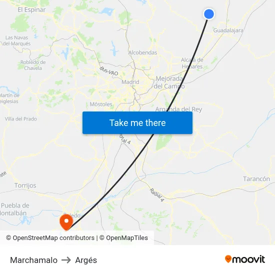 Marchamalo to Argés map