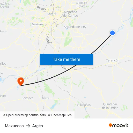 Mazuecos to Argés map