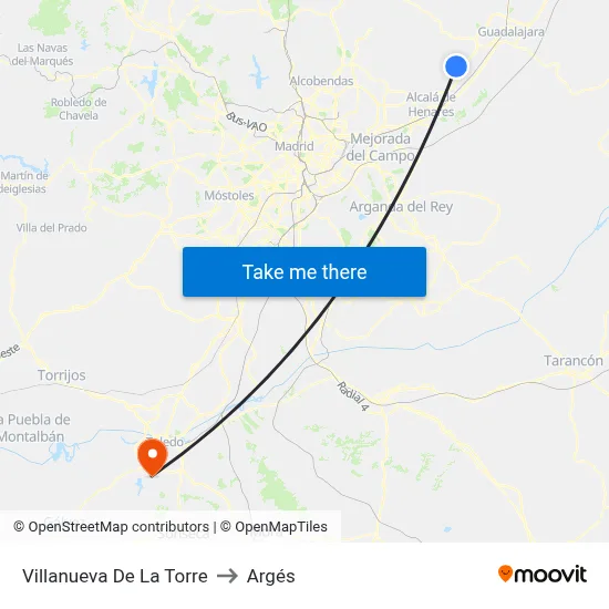 Villanueva De La Torre to Argés map