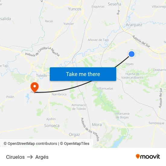 Ciruelos to Argés map