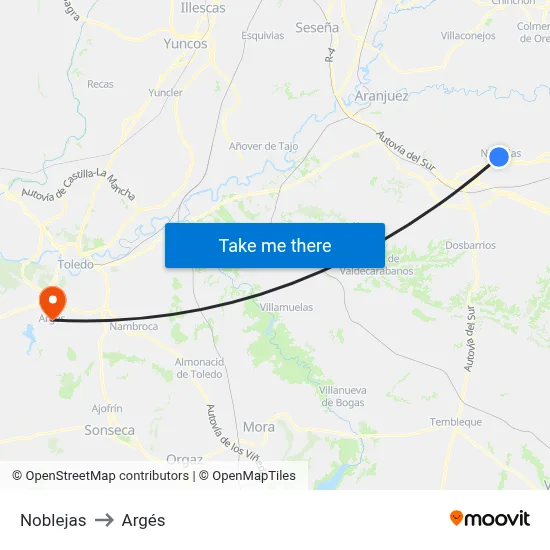 Noblejas to Argés map