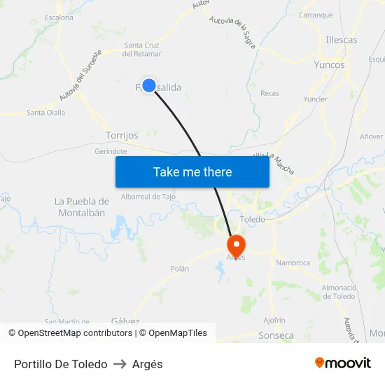 Portillo De Toledo to Argés map
