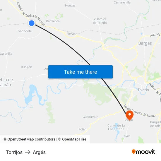 Torrijos to Argés map