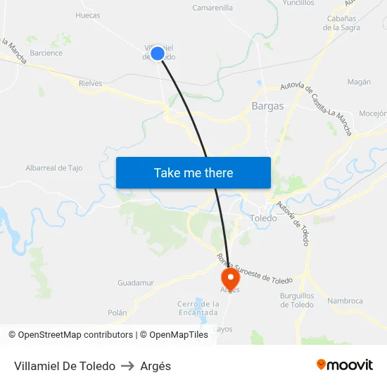 Villamiel De Toledo to Argés map