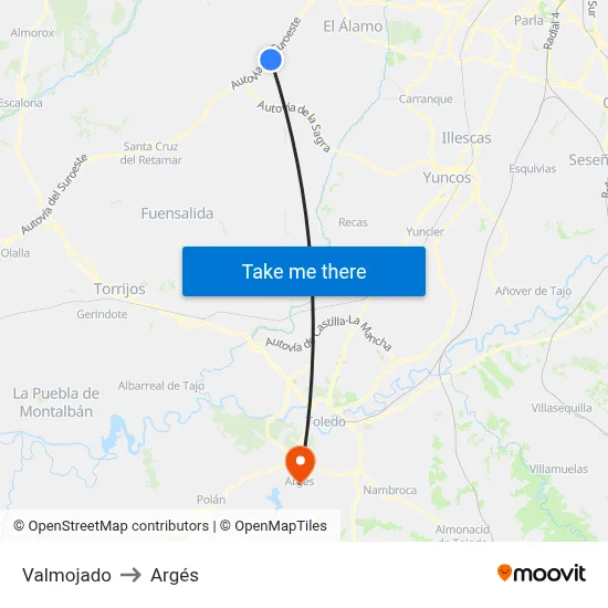 Valmojado to Argés map