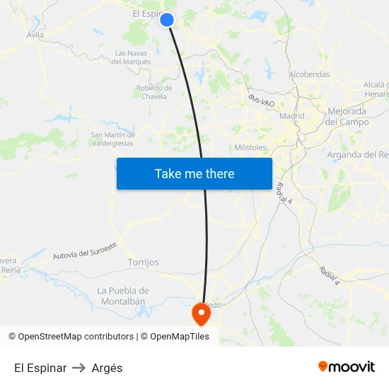 El Espinar to Argés map