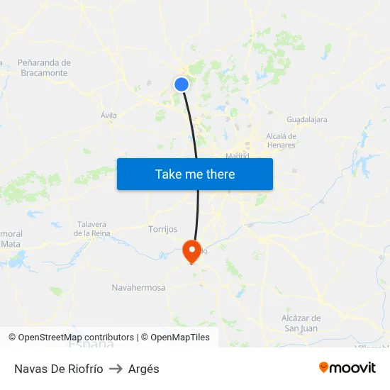 Navas De Riofrío to Argés map