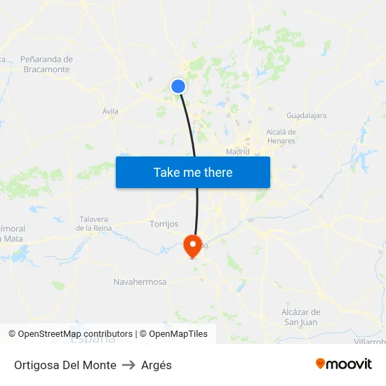 Ortigosa Del Monte to Argés map