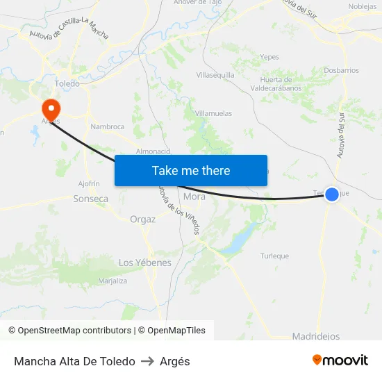 Mancha Alta De Toledo to Argés map