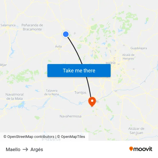 Maello to Argés map
