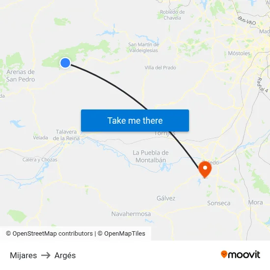 Mijares to Argés map