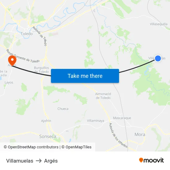 Villamuelas to Argés map