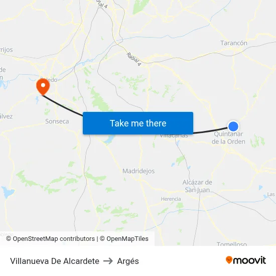 Villanueva De Alcardete to Argés map