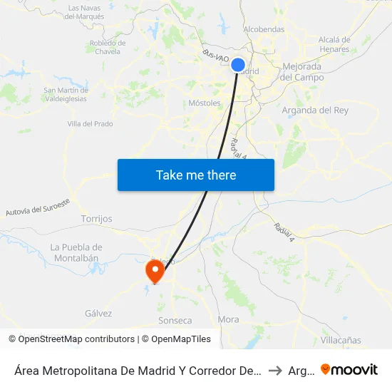 Área Metropolitana De Madrid Y Corredor Del Henares to Argés map
