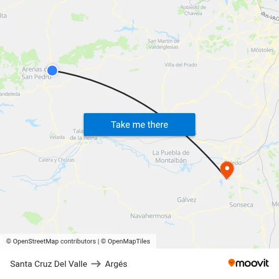 Santa Cruz Del Valle to Argés map