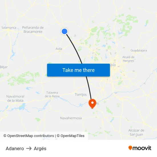 Adanero to Argés map