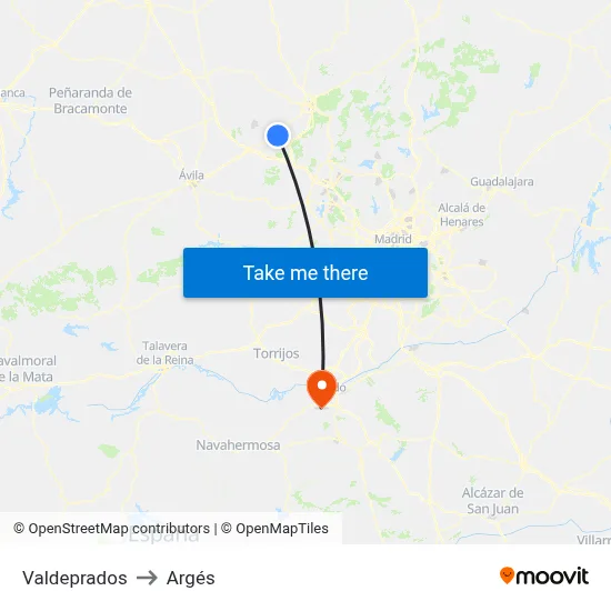 Valdeprados to Argés map