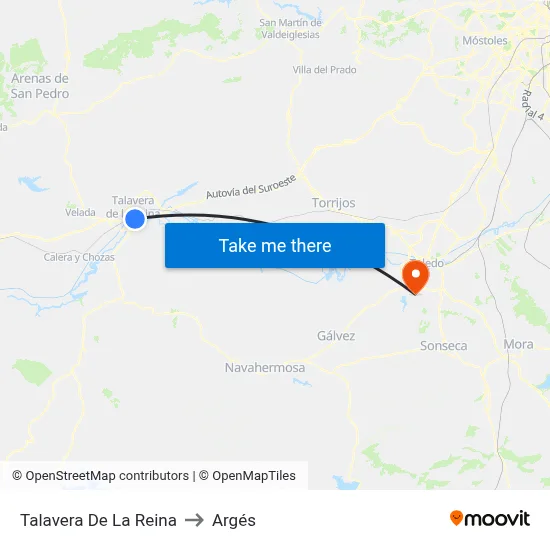 Talavera De La Reina to Argés map