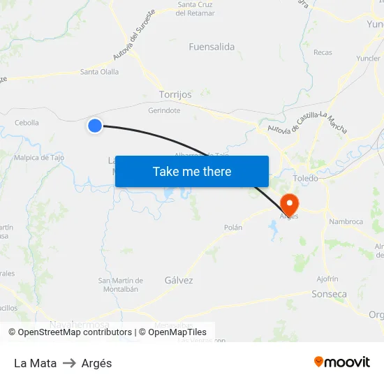 La Mata to Argés map