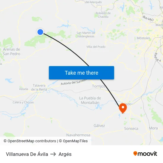 Villanueva De Ávila to Argés map