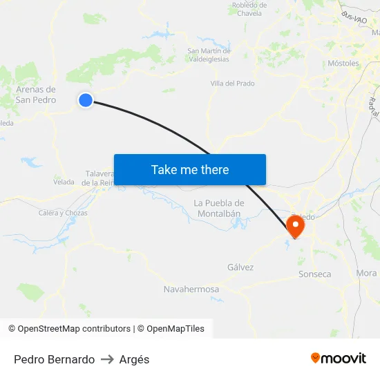 Pedro Bernardo to Argés map