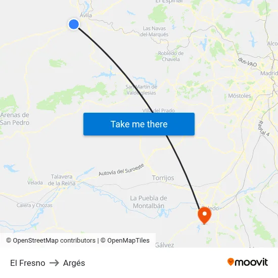 El Fresno to Argés map