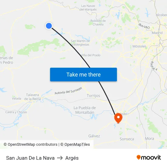 San Juan De La Nava to Argés map