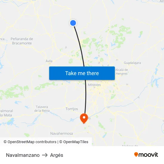 Navalmanzano to Argés map